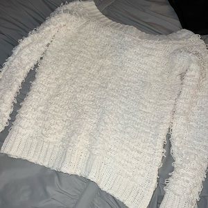 White Off The Shoulder Sweater